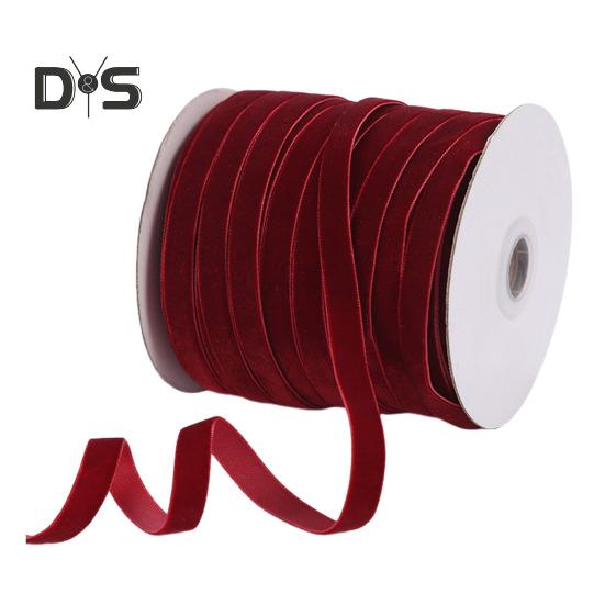 

1 рулонна оксамитова стрічка 50 ярдів шириною 1 см. Розкішна оксамитова стрічка, одноколірна різдвяна оксамитова стрічка для товарів своїми руками, подарункова упаковка, весільний декор 1cm 1pc вина червоного кольору