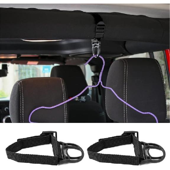 YOCTM Roll Bar Coat Hanger Clothes Hook Compatible With Jeep Wrangler JL JT TJ JK JLU Sports Sahara Freedom Rubicon X & Unlimited 1997-2025 Black