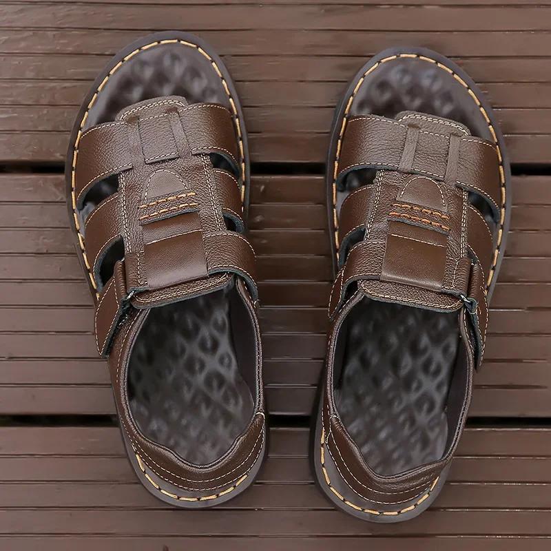 Whoholl Brand Patent Leather Men Shoes Summer New Large Size Men's Sandals Men Sandals Fashion Sandals Slippers Big Size 38-44