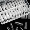 240Pcs Long T-Type False Nail Tips Acrylic Full Half Cover Fake Nails Soft Tips Professional Artificial Extension Accessories