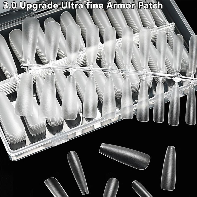 240Pcs Long T-Type False Nail Tips Acrylic Full Half Cover Fake Nails Soft Tips Professional Artificial Extension Accessories