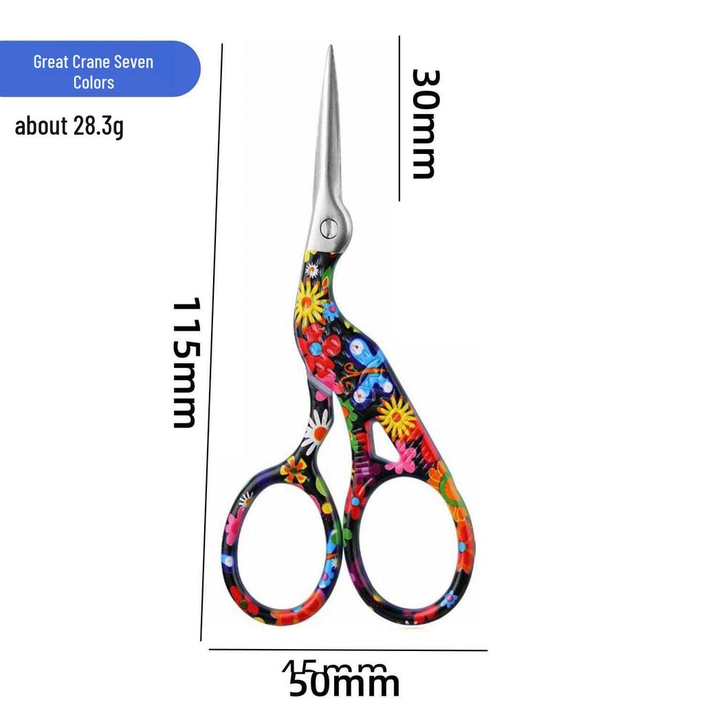 Creative Gold Crane Retro Titanium Thread Scissors for Cross Stitch and Tea Art