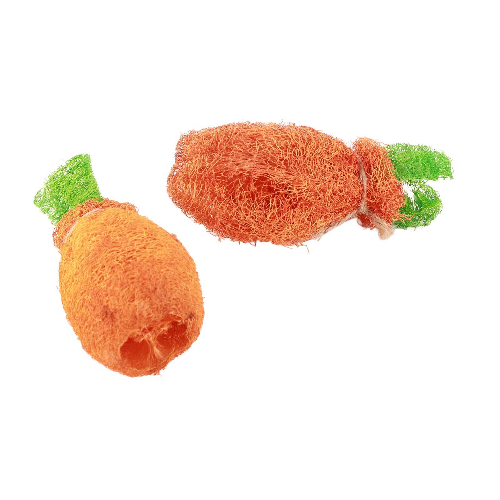 

2pcs Rabbit Carrot Chew Toy Teeth Cleaning Loofah Rabbit Toys with Lanyard for Rabbit Hamster