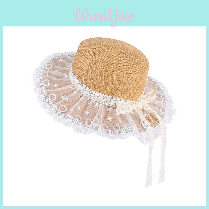 Summer Straw Hat With Large Brim And Bow For Beach And Vacation Sun Protection