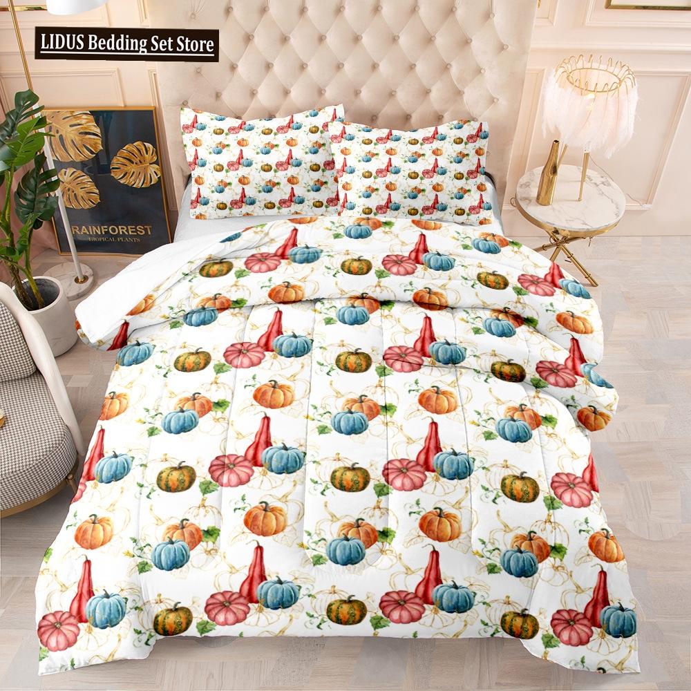 Halloween Duvet Cover Set Pumpkin Lantern Pattern Comforter Cover King Queen Size For Kids Boys Girls Gift Polyester Bedding Set