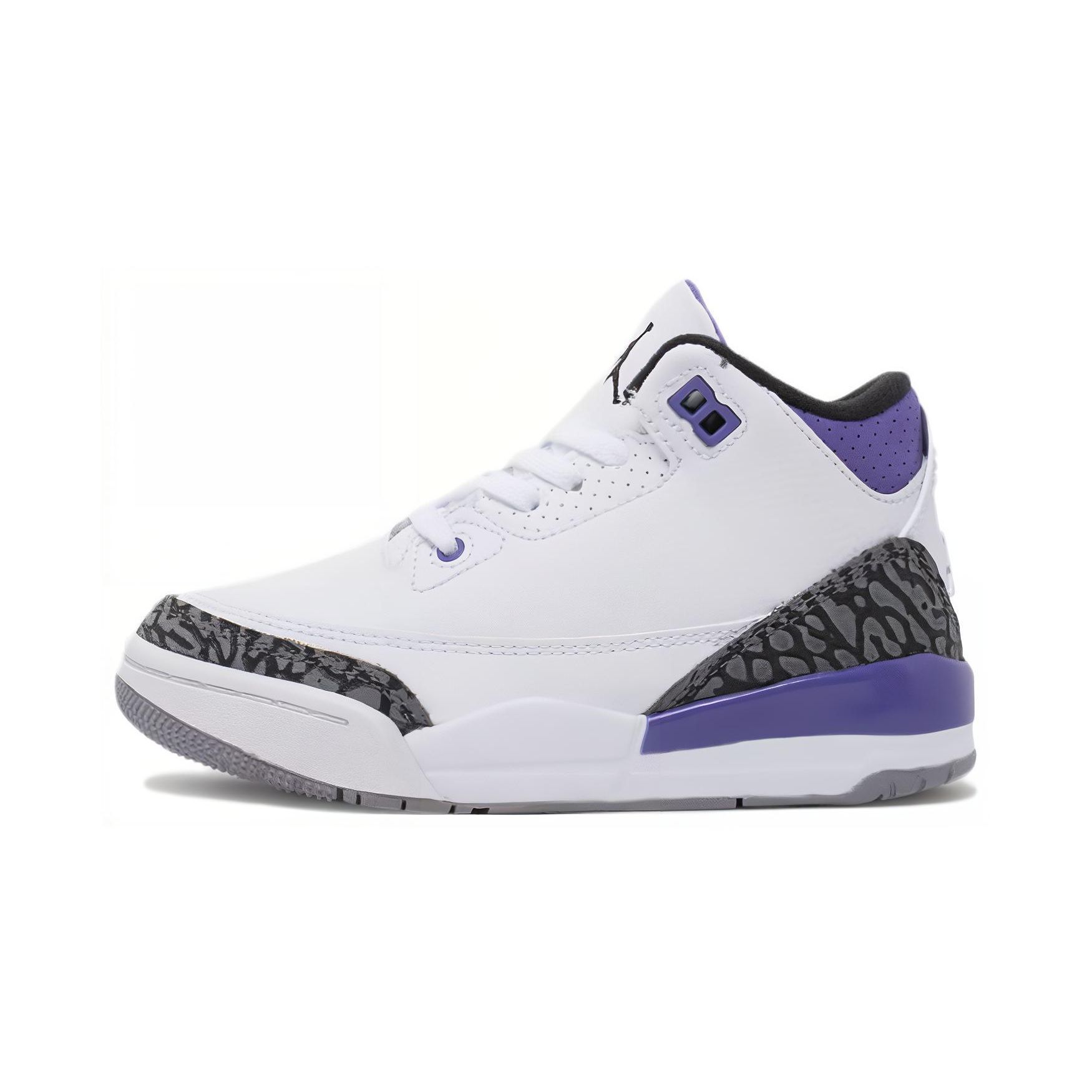 Детские кроссовки Air Jordan 3 Retro PS Dark Iris Белый Черный Цементно-Серый DM0966-105 35