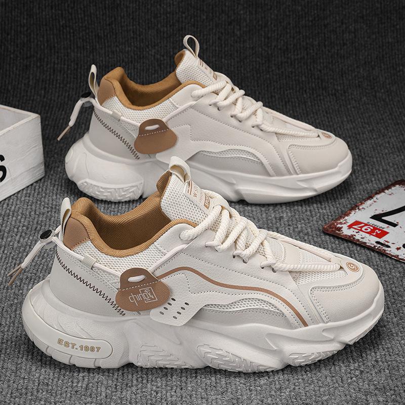 

Летняя модная новая мужская обувь баскетбольная обувь спортивная повседневная обувь кожаная сетка сращивание дышащая износостойкая удобная и долговечная 39 хаки