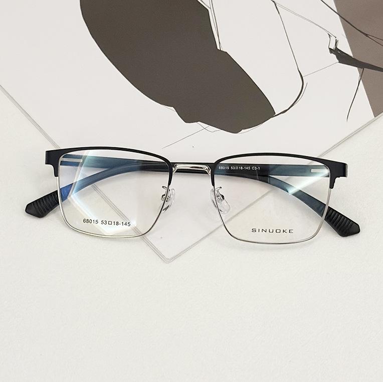 

Мужские ретро полуободковые квадратные очки, защита от синего света, большие оправы для рецептурных линз чёрный/серебряный
