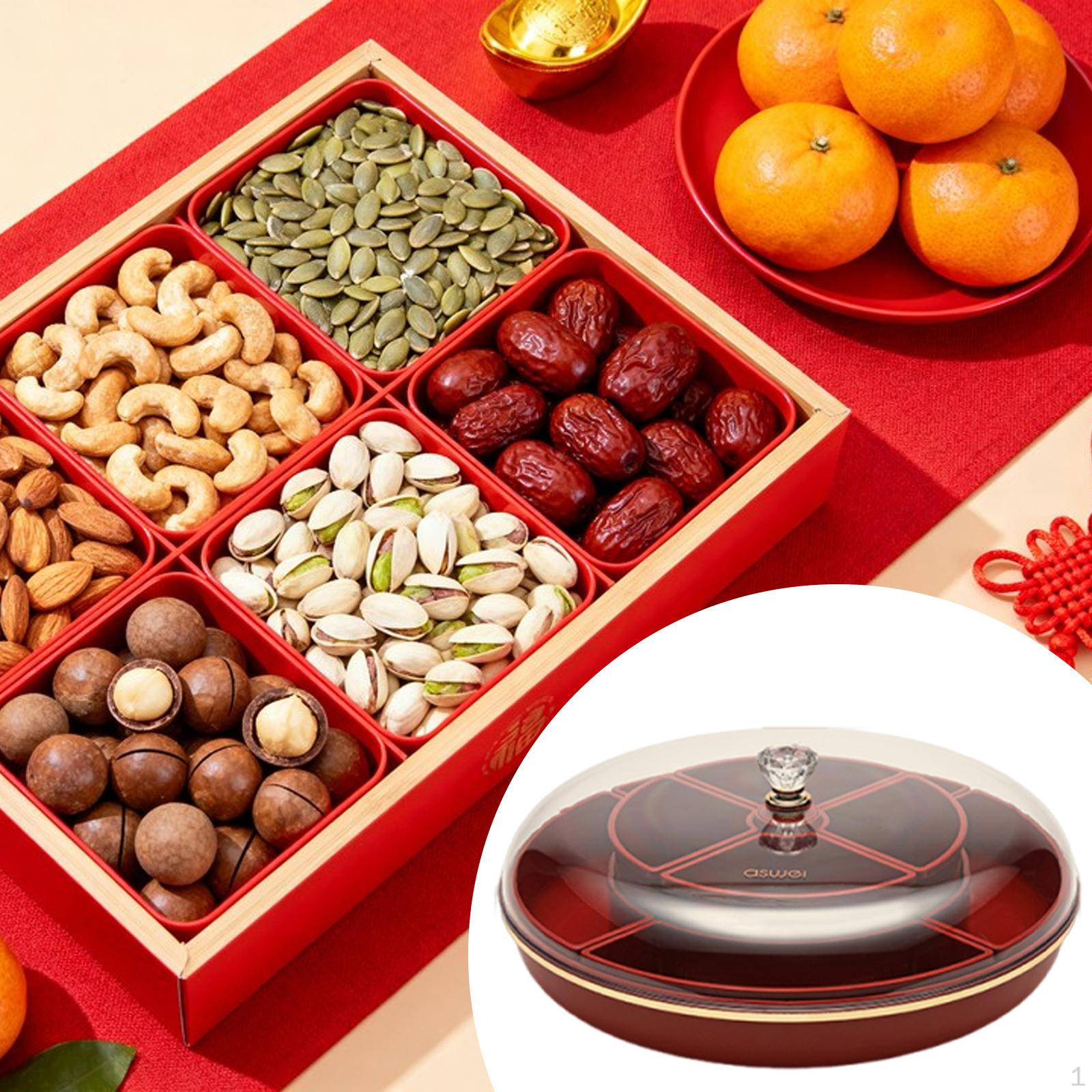 Divided Serving Tray with Clear Lid Multifunctional Portable Appetizer Food Storage Container