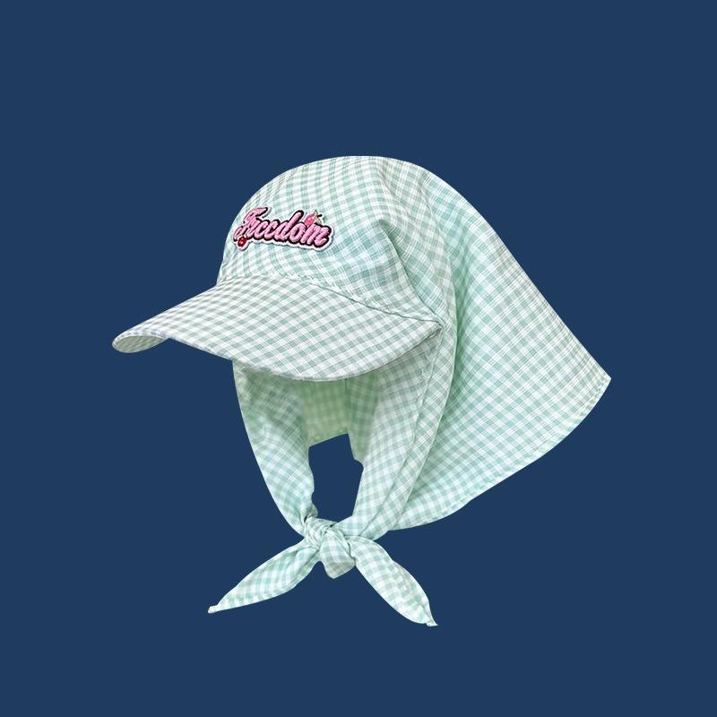 Pañuelo con Correa Coreano Gorra para Mujer Primavera y Verano Parasol Protección Solar Cuadros Hip Hop Pastoral Triangular Headwear Visera
