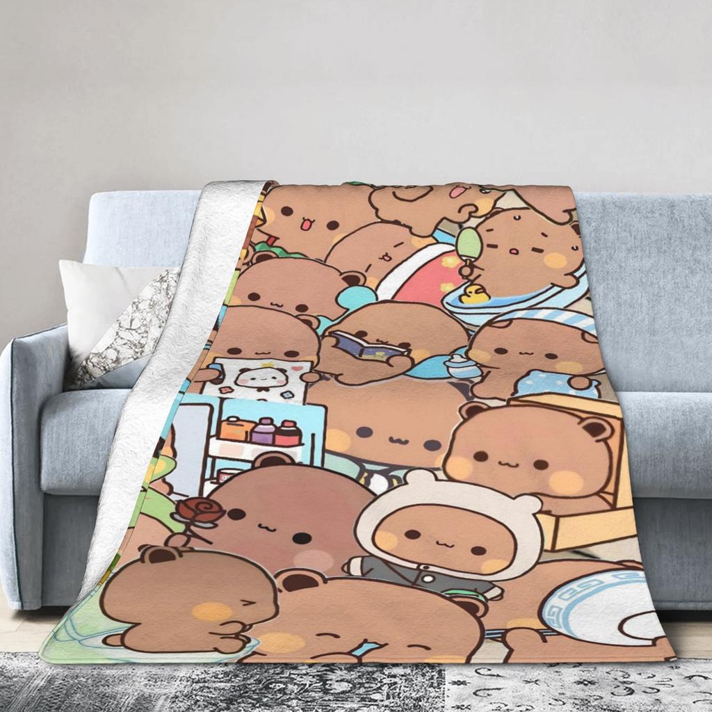 Bubu Dudu Süßer Cartoon-Bär Charakter Warme Weiche Decke Kawaii Panda Plüsch Überwurfdecke Schlafzimmer Flanell Bettüberwurf Sofabezug