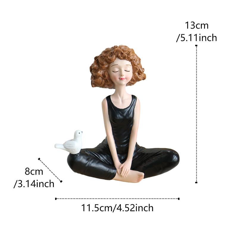 Yoga Girl Figurines Yoga Statue Art Sculpture Figure Resin Home Decoration Desk Ornament, Statuette For Your Desk/Bookshelf