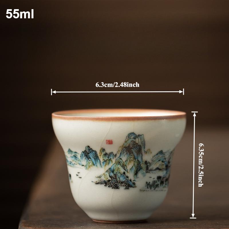 Antique Ru Kiln Ceramic Tea Cup Master Cups Chinese Kung Fu Teaware Set Retro Vintage Household Teacups Tea Ceremony Accessories