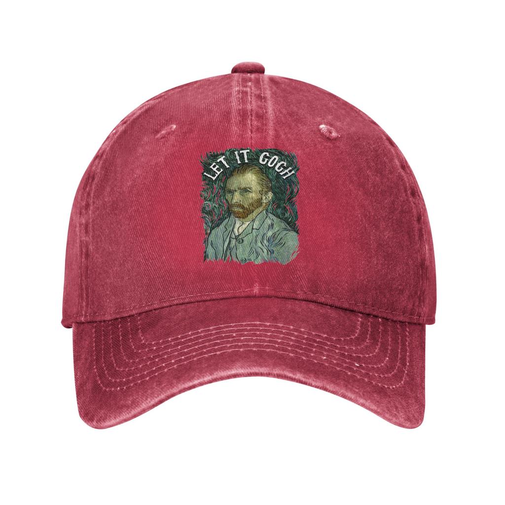 Let it Gogh Funny Vincent Van Gogh Starry Night Unstructured Baseball Cap Painting Distressed Cotton Hat Adjustable Snapback