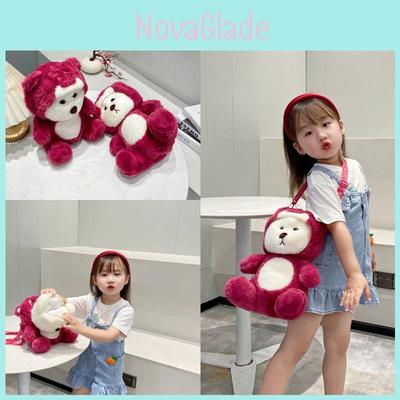 Cute Cartoon Lotso Shaped Teddy Bear Children Plush Crossbody Bag For Children