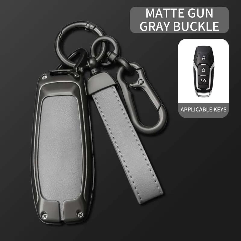 Leather Car Key Cover Case For Ford Fusion Mondeo Mustang F-150 Explorer Edge Car Styling Keychain