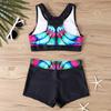 Two Piece Women Swimsuit Tankini Top with Padded Cups Wireless Support Swim Shorts Set Printed Design Comfortable Fit