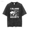 I Blame Society T Shirt Totally Fu Ked Up Gregg Araki Cult Film 90s Goth  Vintage Washed Slightly Streetwear Unisex Graphic