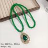A Niche Retro Emerald Teardrop Long Necklace and Sweater Chain, Exuding A Fashionable and High-end Vibe for Women