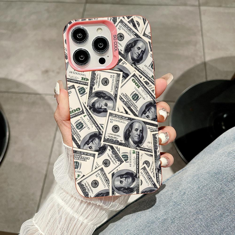 USD Dollar Pink Translucent Mobile Phone Case for iPhone 17 16 15 14 13 12 11 X XR XS Air Pro Max Plus Colorful Cover