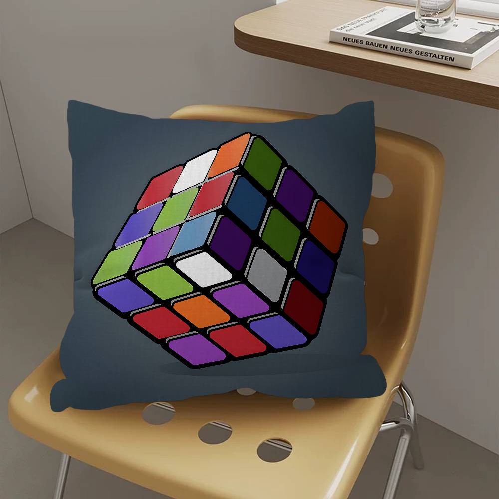 Car Living Room Sofa Cushion Cover Rubik'S Cube Cartoon Pattern Cushion Cover Luxury Home Decoration Pillow Cover