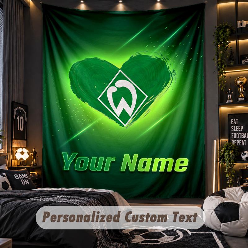 TapestryWerder Bremen FC Custom Name Text Personalized Wall Hanging Tapestry Home Wall Decor