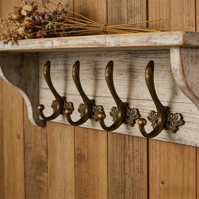 Vintage Wooden Coat Hooks - Alloy Wall Hooks for Hats and Jackets - Over the Door Hook Rack for Entryway