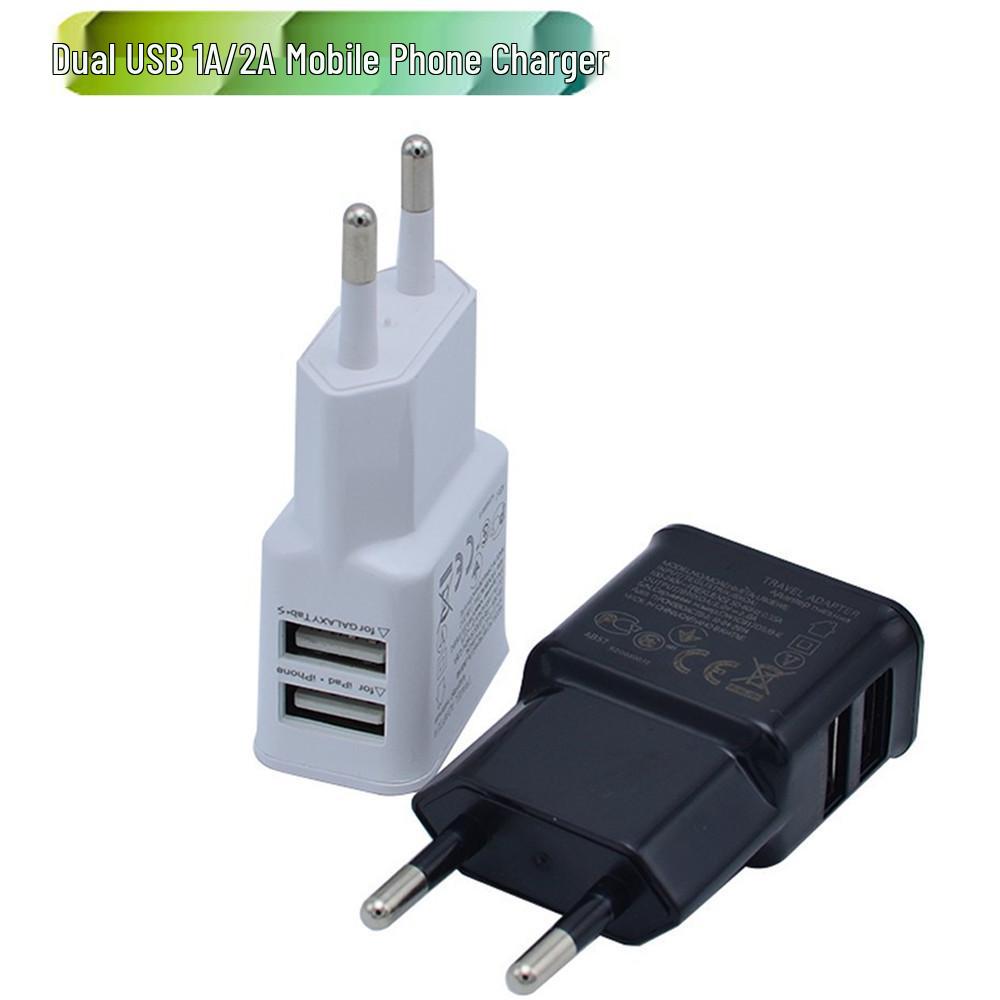 

Подвійний USB-адаптер живлення 1A/2A Розумний дорожній зарядний пристрій для телефонів Android 71 Dual USB 1A EU Black