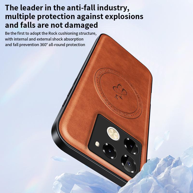 Luxury Magnetic Stand Holder PU Leather Phone Case For Infinix Hot Note 40 50 Pro Plus 40i 50S 50X Wireless Charging Logo Cover