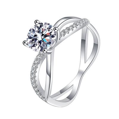 Anello moissanite 1ct colore D placcato platino anello incastonato anello da sposa da donna anello di fidanzamento anello nuziale regalo per la fidanzata