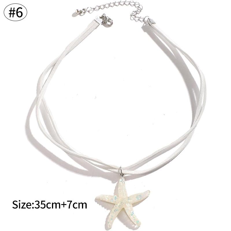 Starfish Shell Necklace Beach Vacation Style Pendant Necklace for Women Fashion Collarbone Chain Summer Sweet Jewelry Gift
