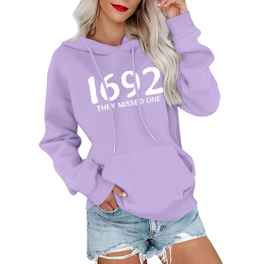 Women's Fashionable, Casual, Comfortable Round-neck, Hooded, Long-sleeved, Witch-print Warm Sweater