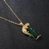 Exclusive Leopard Pendant Emerald Necklace - Niche Design, High-End Summer Jewelry for Women