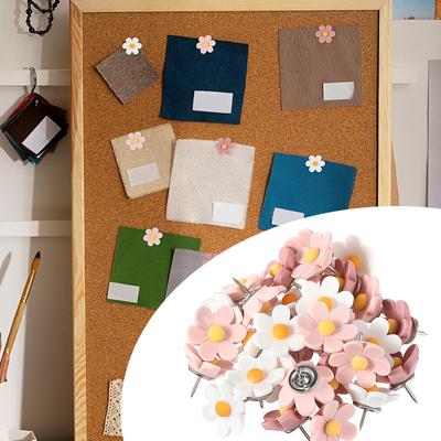 Packung mit 30 dekorativen Blumendruckknöpfen für Pinnwand ABS-Daumennägel Sechsblütige Blumendruckknöpfe Set für Zuhause & Büro