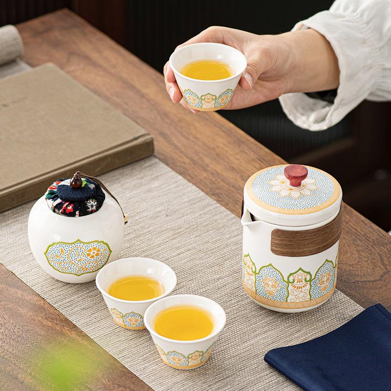 Travel Tea Set Portable Kung Fu Tea Set Small Set Outdoor Teapot Kuaike Cup Mid-Autumn Festival Gifts