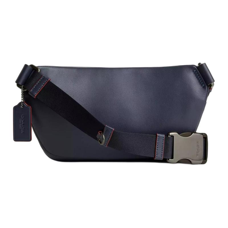 Coach Elias 29 Classic Pattern Zip Closure Icon Denim Crossbody Belt Bag Large Men's Midnight Navy