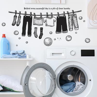 Personalized and Simple Clothes Drying Rope, Bubble Laundry Room, Home Background Decoration Wall Stickers