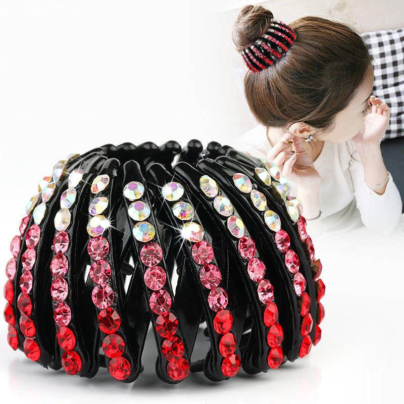 New Fashion Ladies Hair Bun Crystal Hair Claw Hairpin Bird's Nest Expansion Hair Accessories Female Ponytail Buckle Headwear