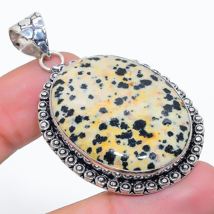 

Dalmation Jasper Gemstone 925 Sterling Silver Jewelry Pendant 2.21 SU-10741