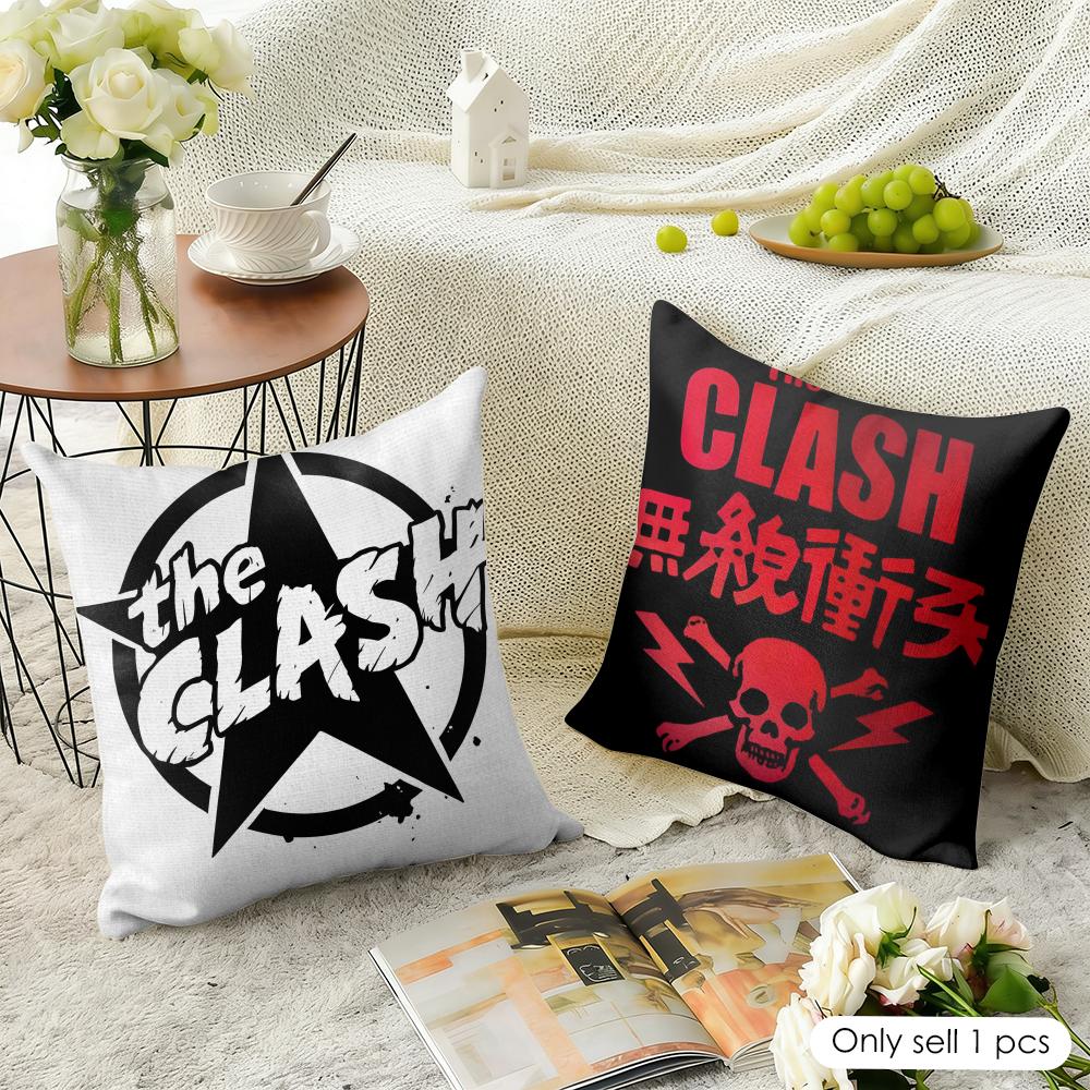 Band The CClash Cushion Cover Natural Linen Organic Fabric DoubleSided Printing Sofa Home Decor Gift Pillow Case