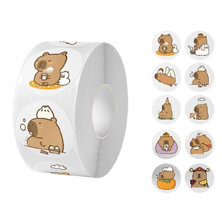 Capybara Sticker Labels Decorative Sticker Reward Sticker Animal Label Sticker Round Sticker for Envelopes