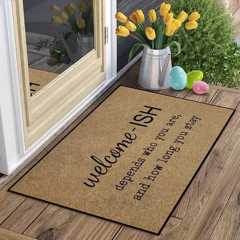 Flower Print Home Floor Mat Non-Slip Easy Clean Decoration Carpet Kitchen Area Rug Living Room House Washable Welcome Doormats