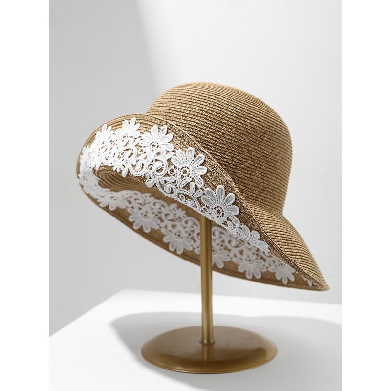 

Соломенная шляпа женская летняя вышивка цветок солнцезащитная шляпа-ведро складная ручная крючком рафия солнцезащитная шляпа пляжная шляпа