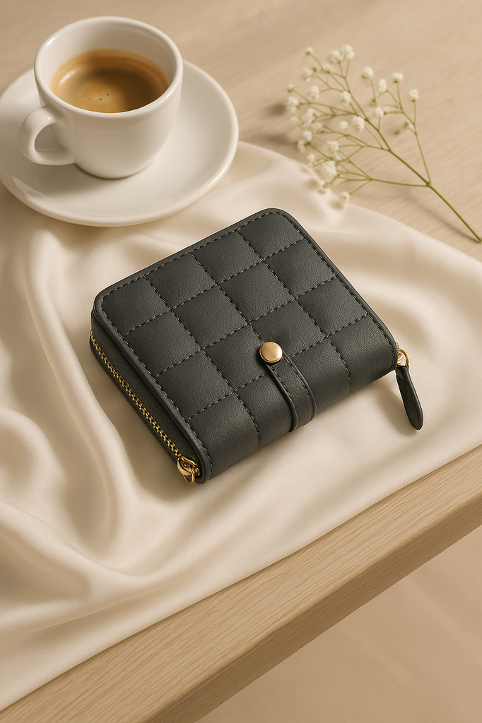 Portefeuille à fermeture éclair tendance pour femmes, petit porte-monnaie en cuir PU à carreaux, joli mini porte-cartes de style coréen, nouveauté