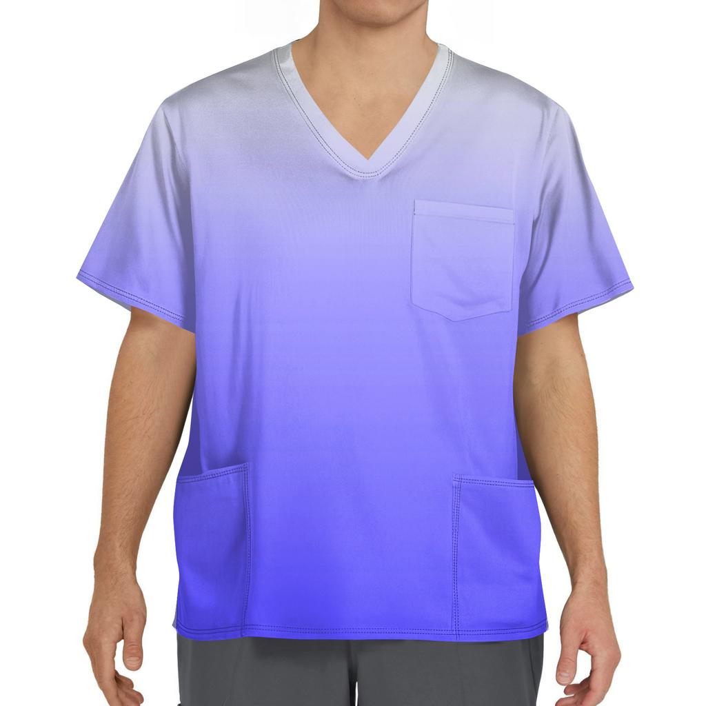 Men's Short Sleeve V,Neck Print Chest Pocket Care Top