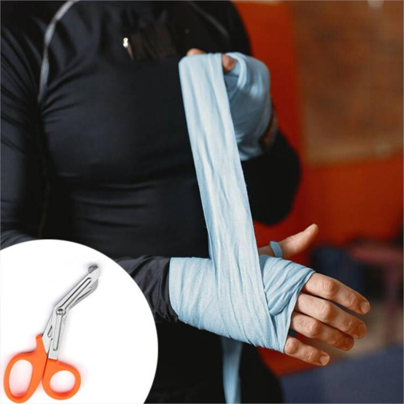 Stainless Medical Rescue Scissors Plastic Handle Steel Wound Gauze First Aid Scissors Practical Outdoor Nurse Scissors Hand Tool