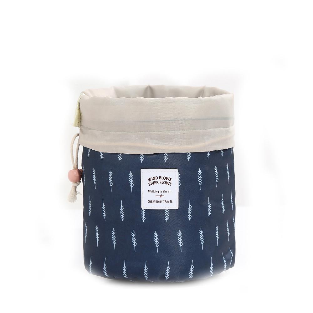 Barrel Travel Cosmetic Drawstring Wash Makeup Organizer Storage Toiletry Bag