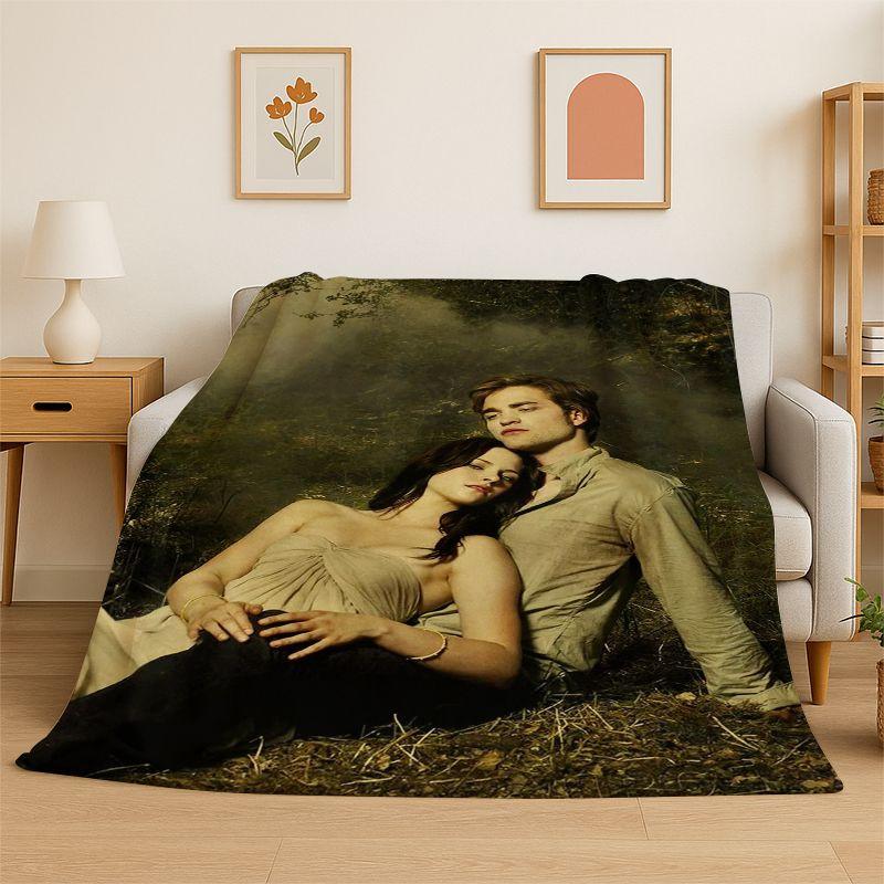 Classic Twilight Saga Edward Bella Flannel Blanket Soft Warm Throw Blanket for Bedroom Living Room Bed Travel Camping Picnic