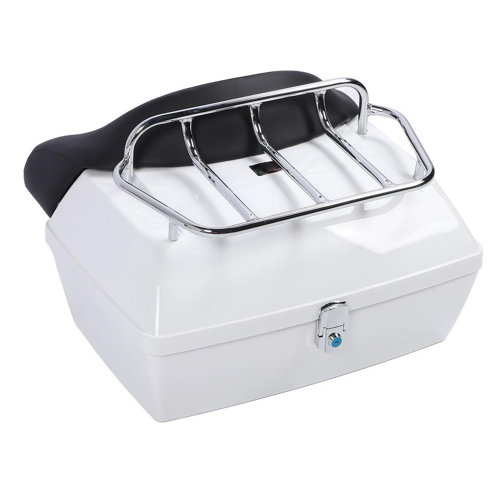 Motorcycle Rear Case 48L   Water Resistant with Lock Backrest Cushion   Tail Luggage Box for Helmets Luggages