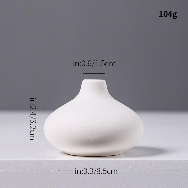White Ceramic Mini Vase, Chinese Minimalist Desktop Hydroponic Pot for Dried Flowers, Aesthetic